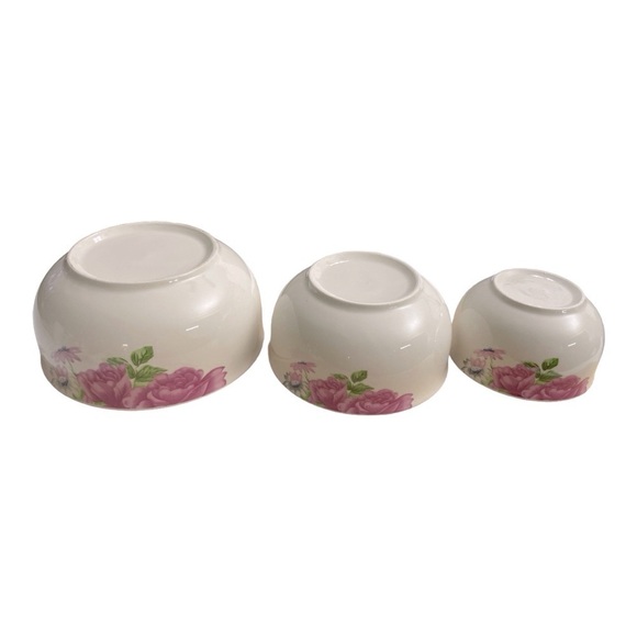 China Nesting Bowls Rose Chintz Design Coastline set of 3 - Picture 3 of 13